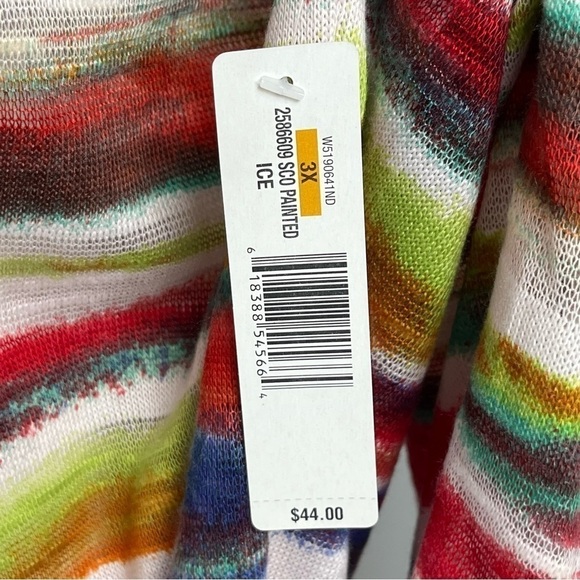 NWT New Directions striped scoop neck 3/4 sleeve knit tunic top, size 3X. - Picture 8 of 10